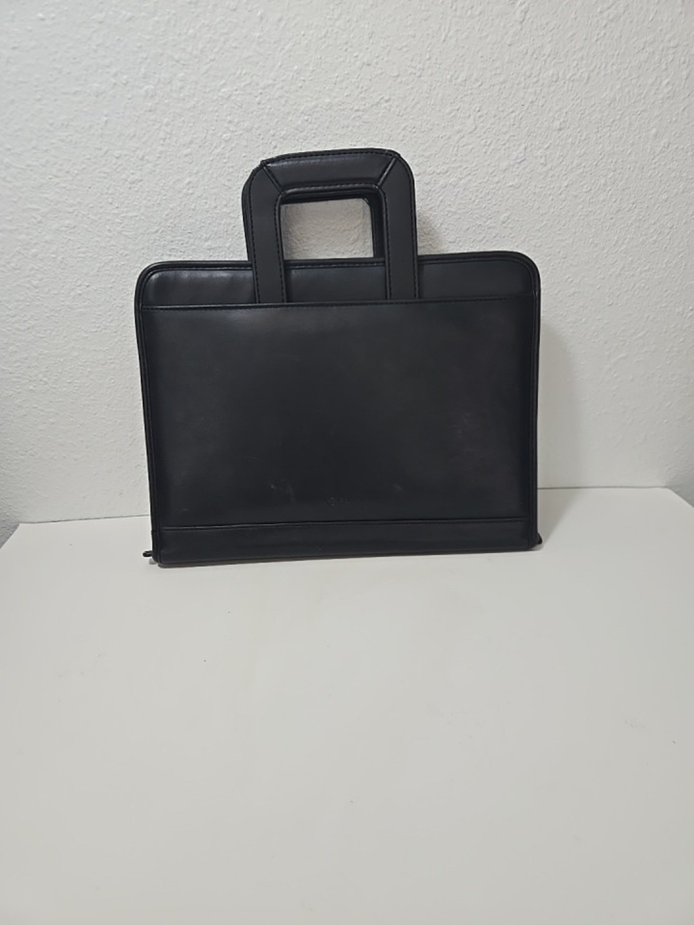 Structured Black Leather Briefcase with Top Handles